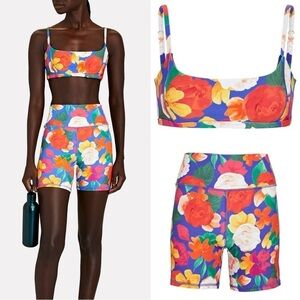 WeWoreWhat High Rise Floral Biker Shorts and Sports Bra in Floral Print